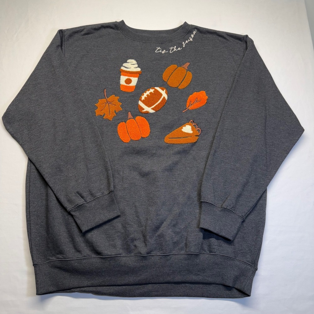 Love in Faith Sweatshirt 4XL Gray Fall Pumpkin Football Coffee Pie Womens